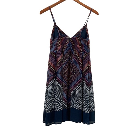 American Eagle Dress Sz 2 Blue Lined Babydoll Boho Geo Print Pull On Y2K Chic - Picture 2 of 8